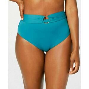Bar III Womens Ring Front High-Waisted Swimsuit Bikini Bottoms Aqua XS $48 NWT